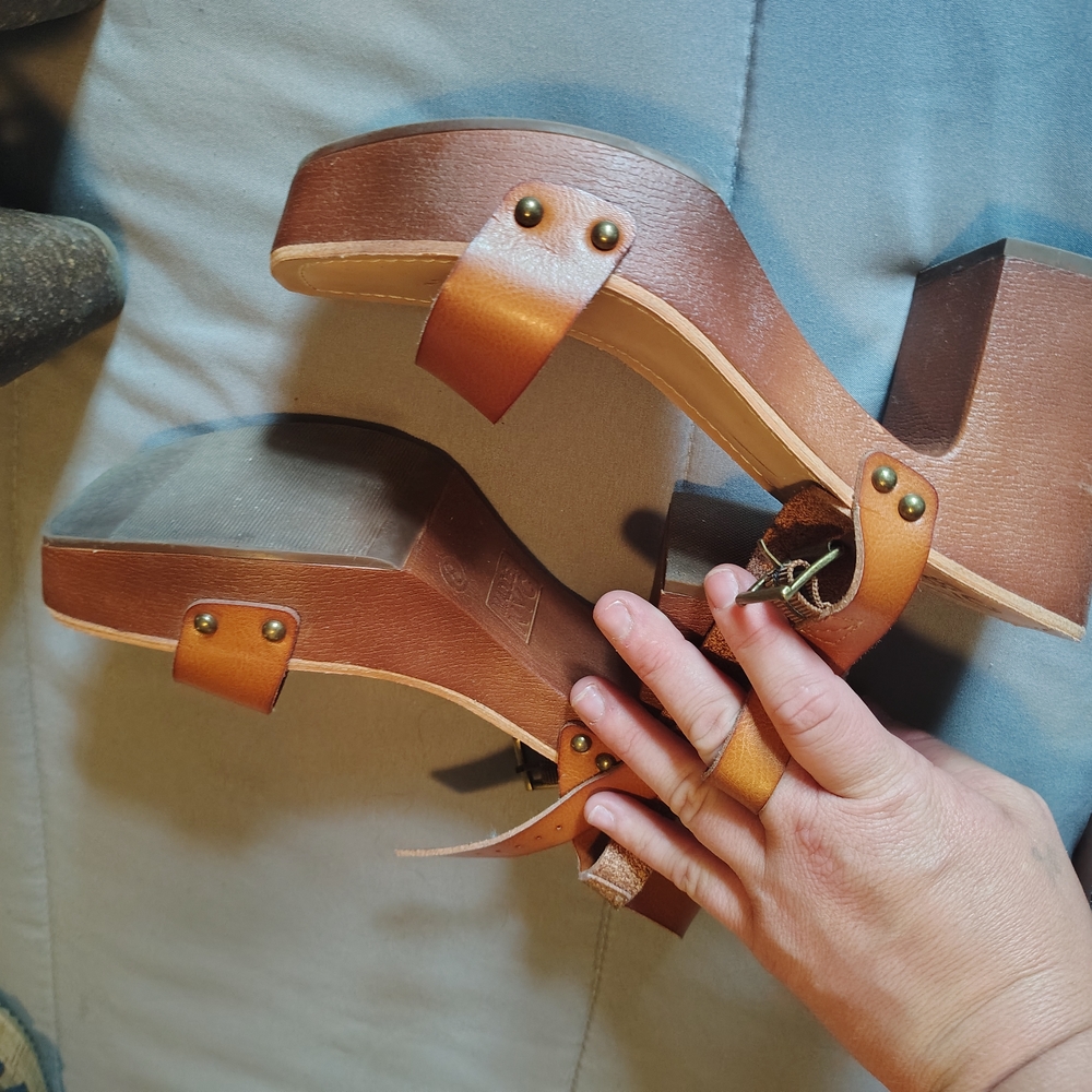 Brown Leather Women's Platform Sandals